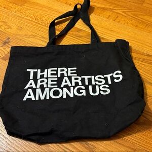 Black Tote Bag with White Text - Home Art